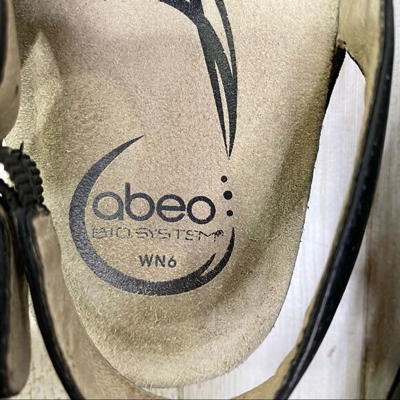 Abeo Bria Leather Sandals Women's Size 6 Black Laser Cut Back Strap - Picture 10 of 10